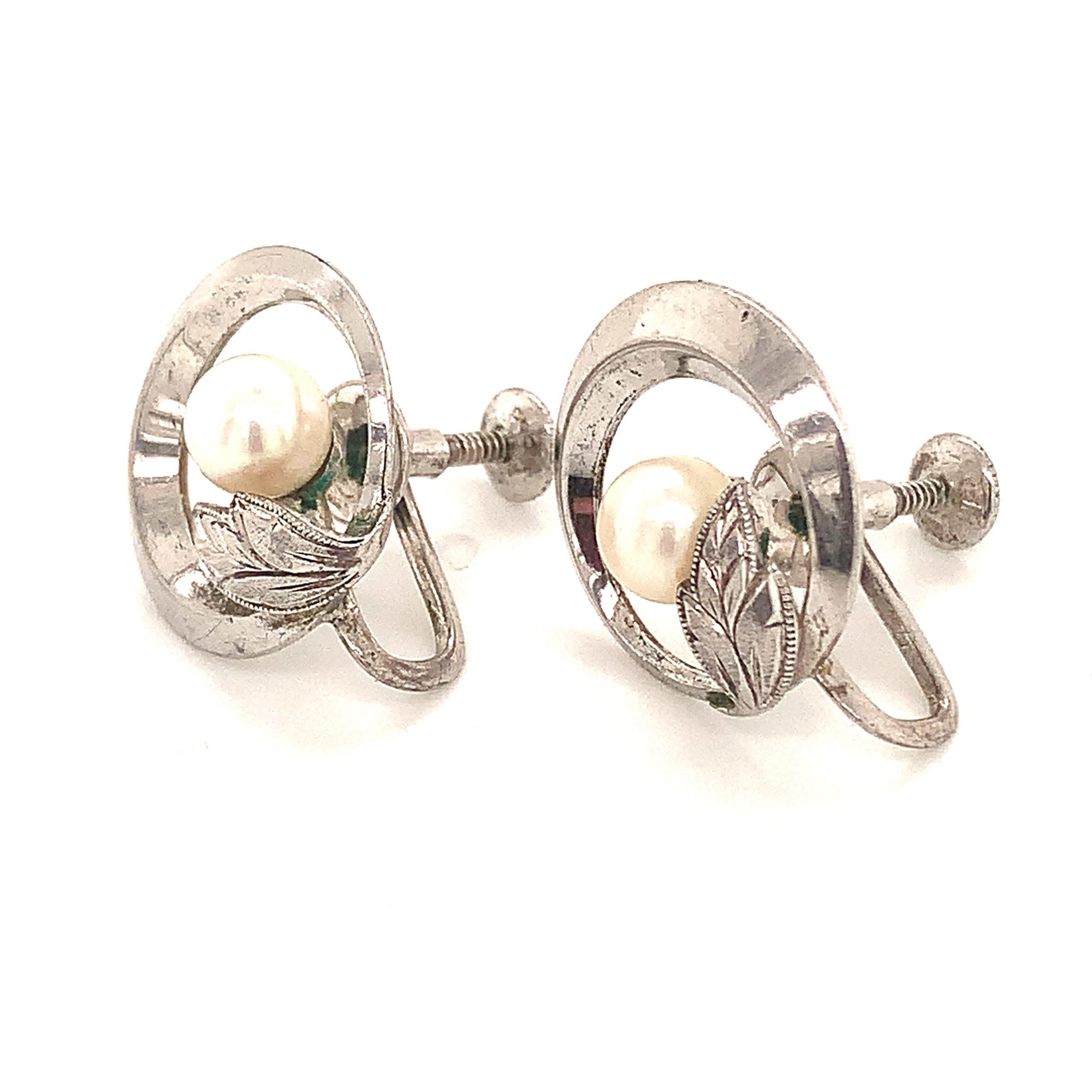 Trendige Vintage Silber Brosche Floral Perlen Blüte Schleife Rockabilly