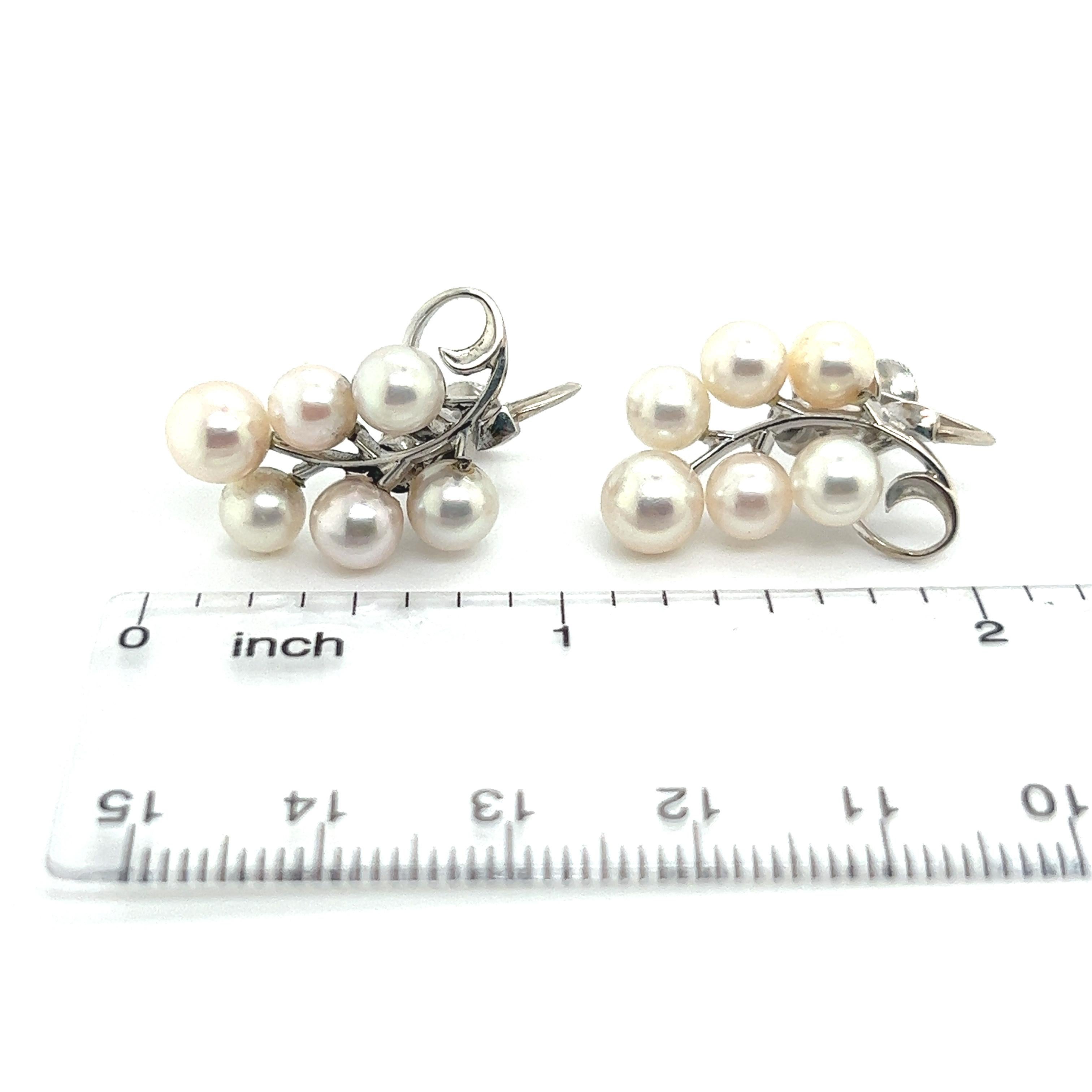 Mikimoto Estate Akoya Pearl Earrings Sterling Silver In Good Condition In Brooklyn, NY