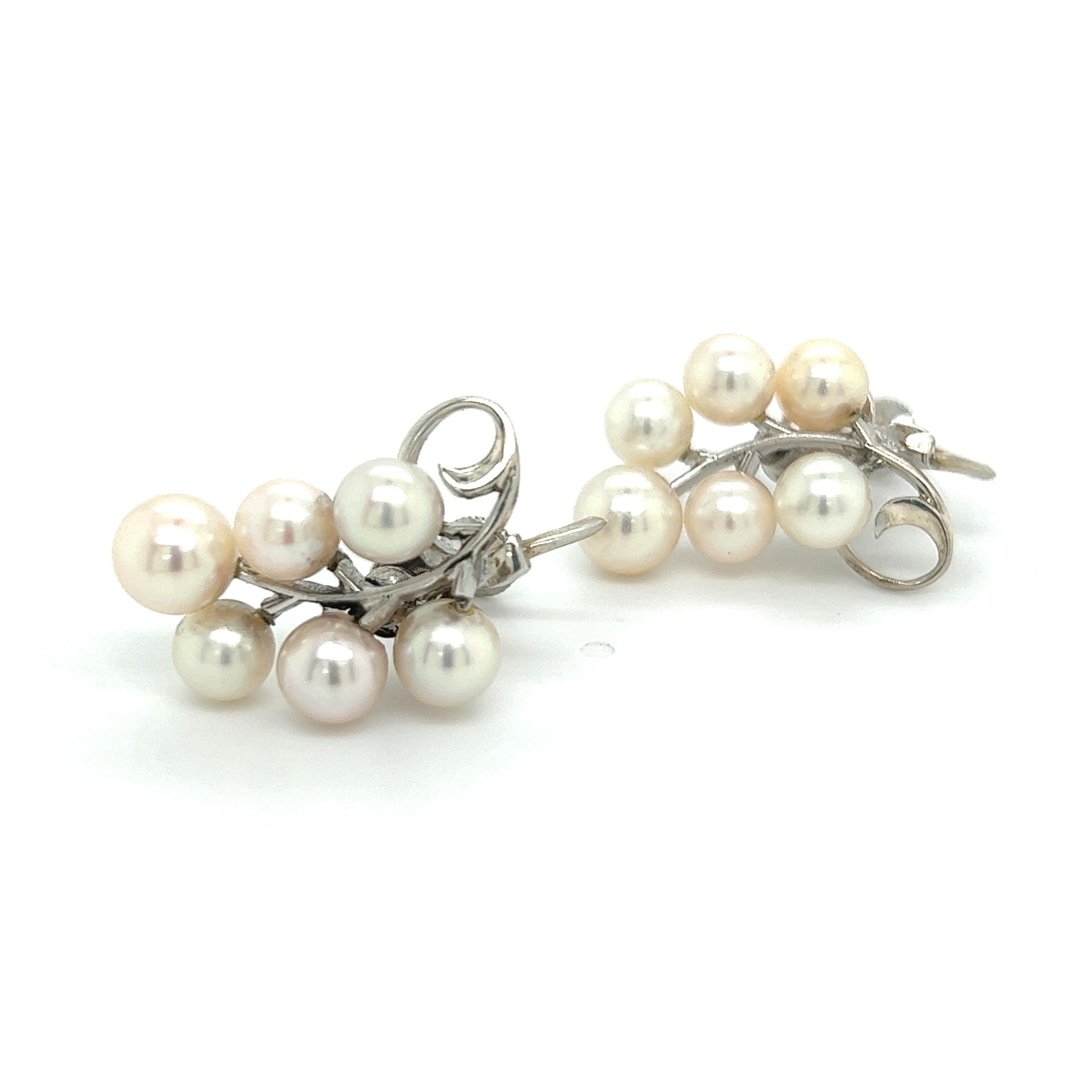 Women's Mikimoto Estate Akoya Pearl Earrings Sterling Silver