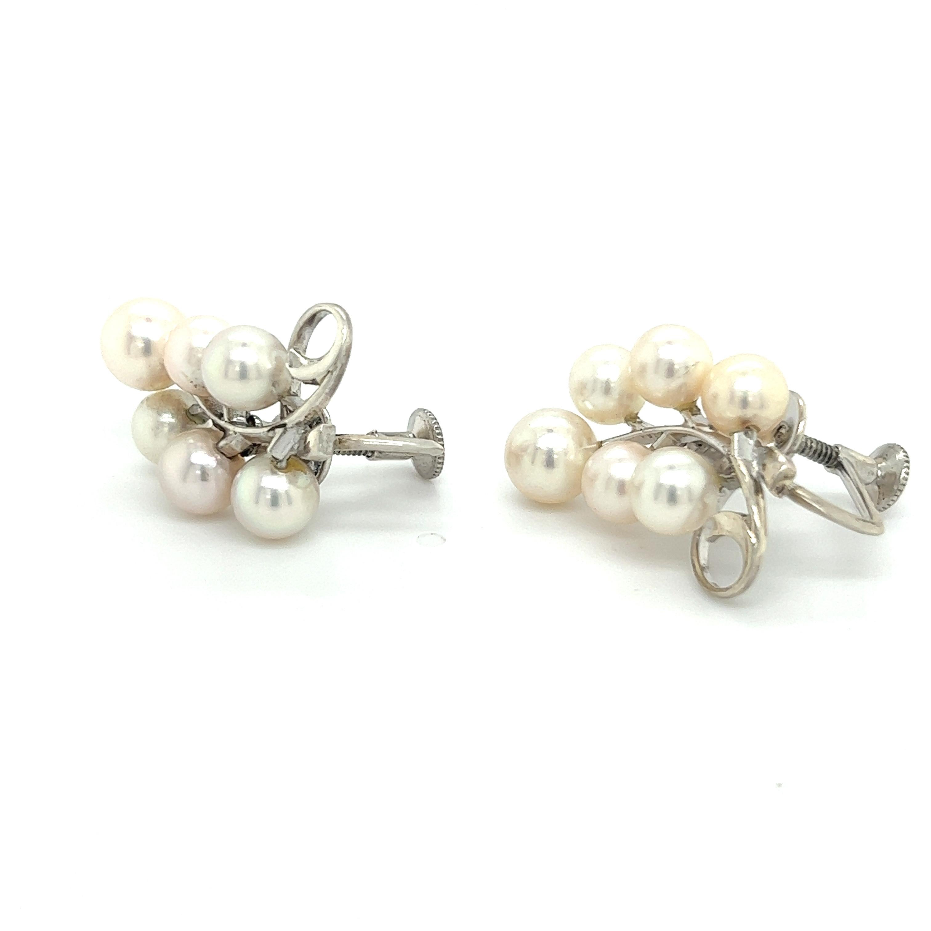 Mikimoto Estate Akoya Pearl Earrings Sterling Silver 1