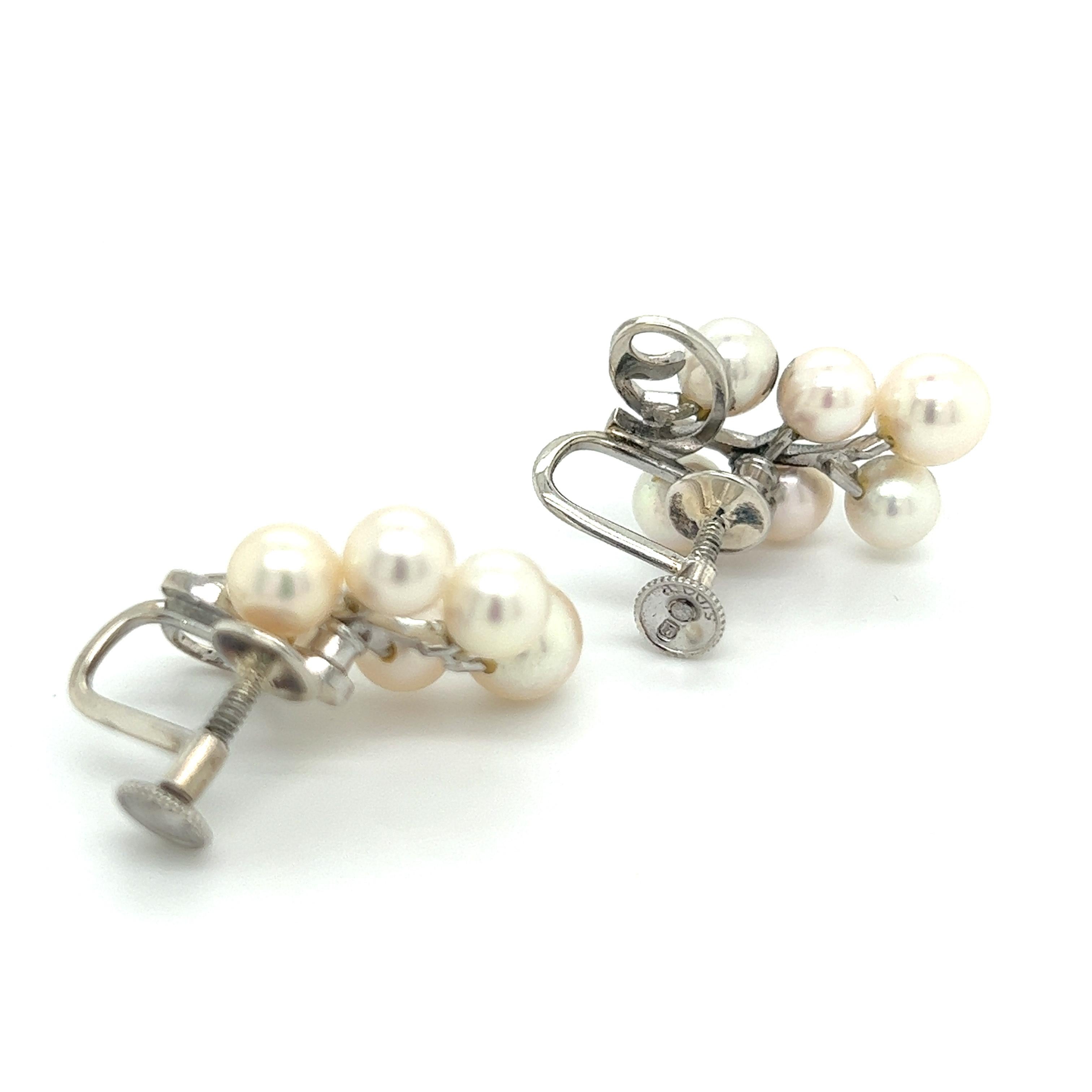Mikimoto Estate Akoya Pearl Earrings Sterling Silver 2