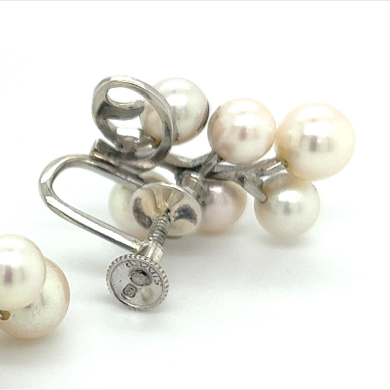 Mikimoto Estate Akoya Pearl Earrings Sterling Silver 3