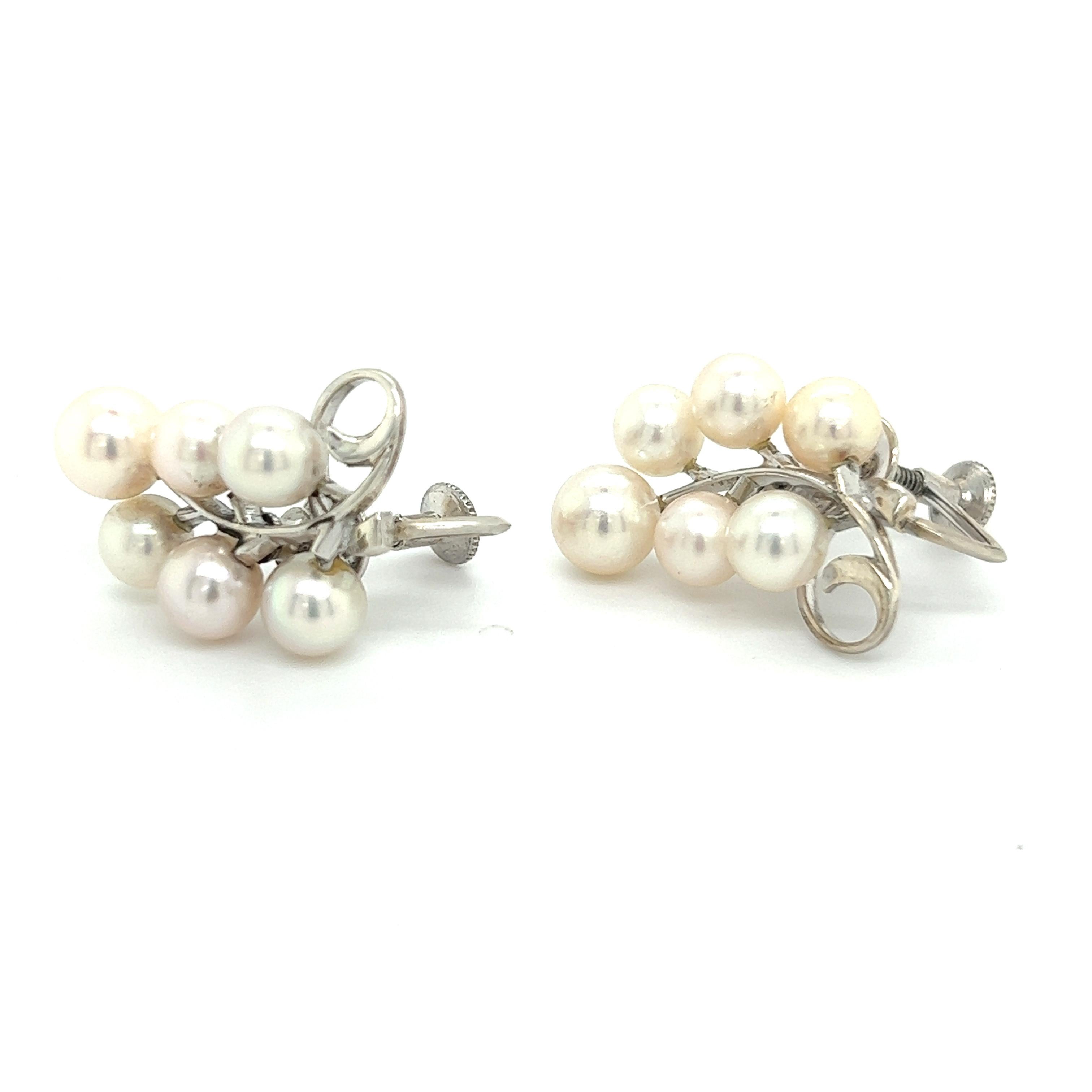 Mikimoto Estate Akoya Pearl Earrings Sterling Silver 4