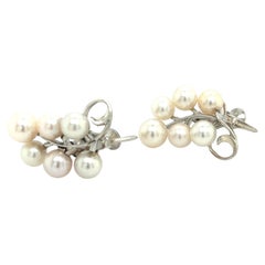 Mikimoto Estate Akoya Pearl Earrings Sterling Silver