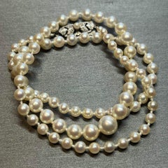 Mikimoto Estate Akoya Pearl Graduated Necklace 20" Silver 7.63-3.50 mm
