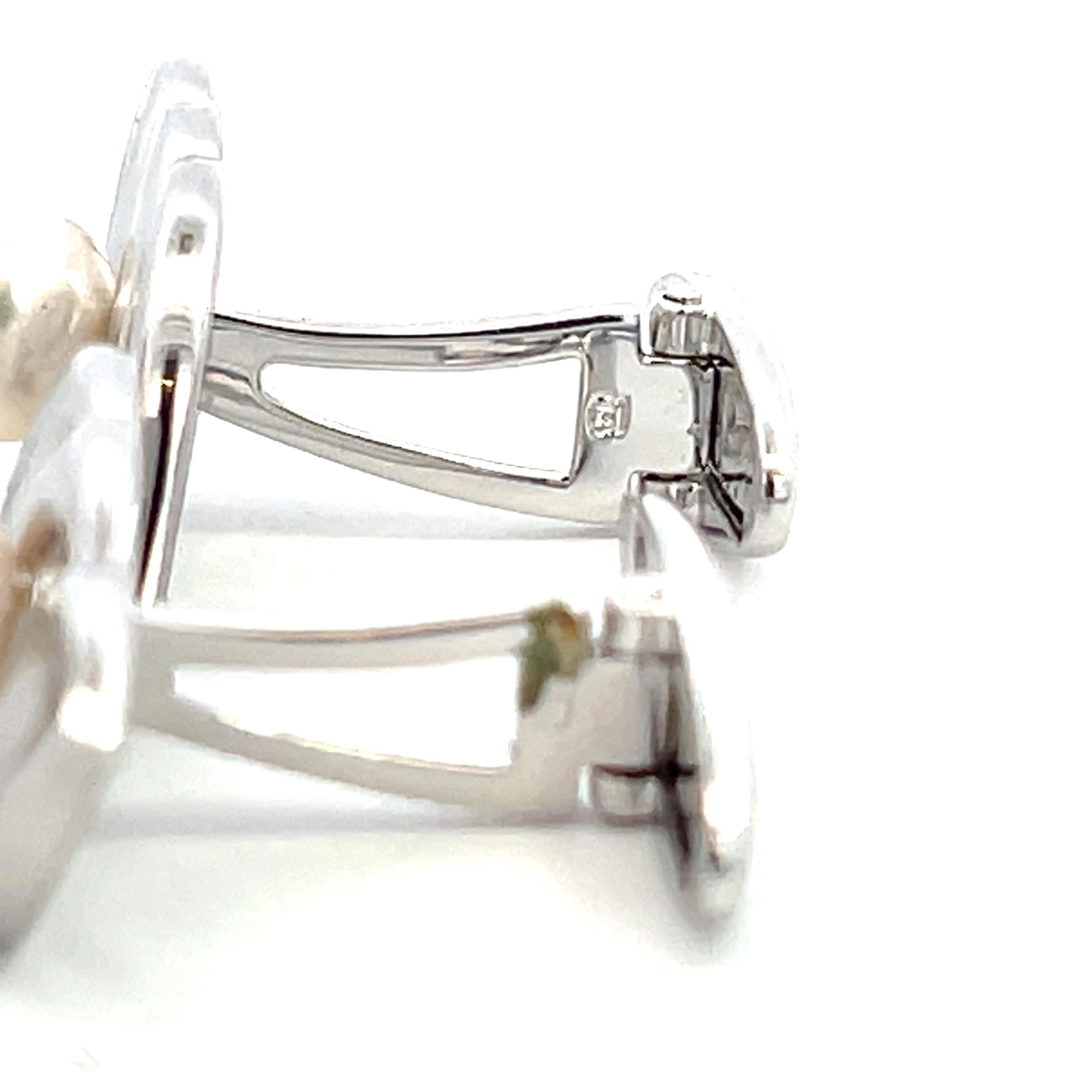 Mikimoto Estate Akoya Pearl Mens Cufflinks 6 mm Silver For Sale 4
