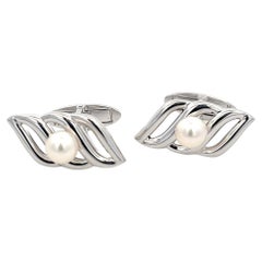 Gemelli Mikimoto Estate Akoya Pearl Uomo 6 mm A. Silver