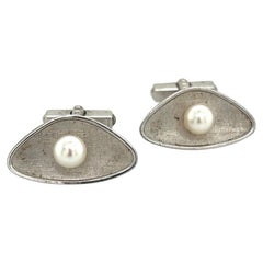 Mikimoto: Akoya-Perlen-Manschettenknöpfe für Herren, 6.5 mm, Sterlingsilber