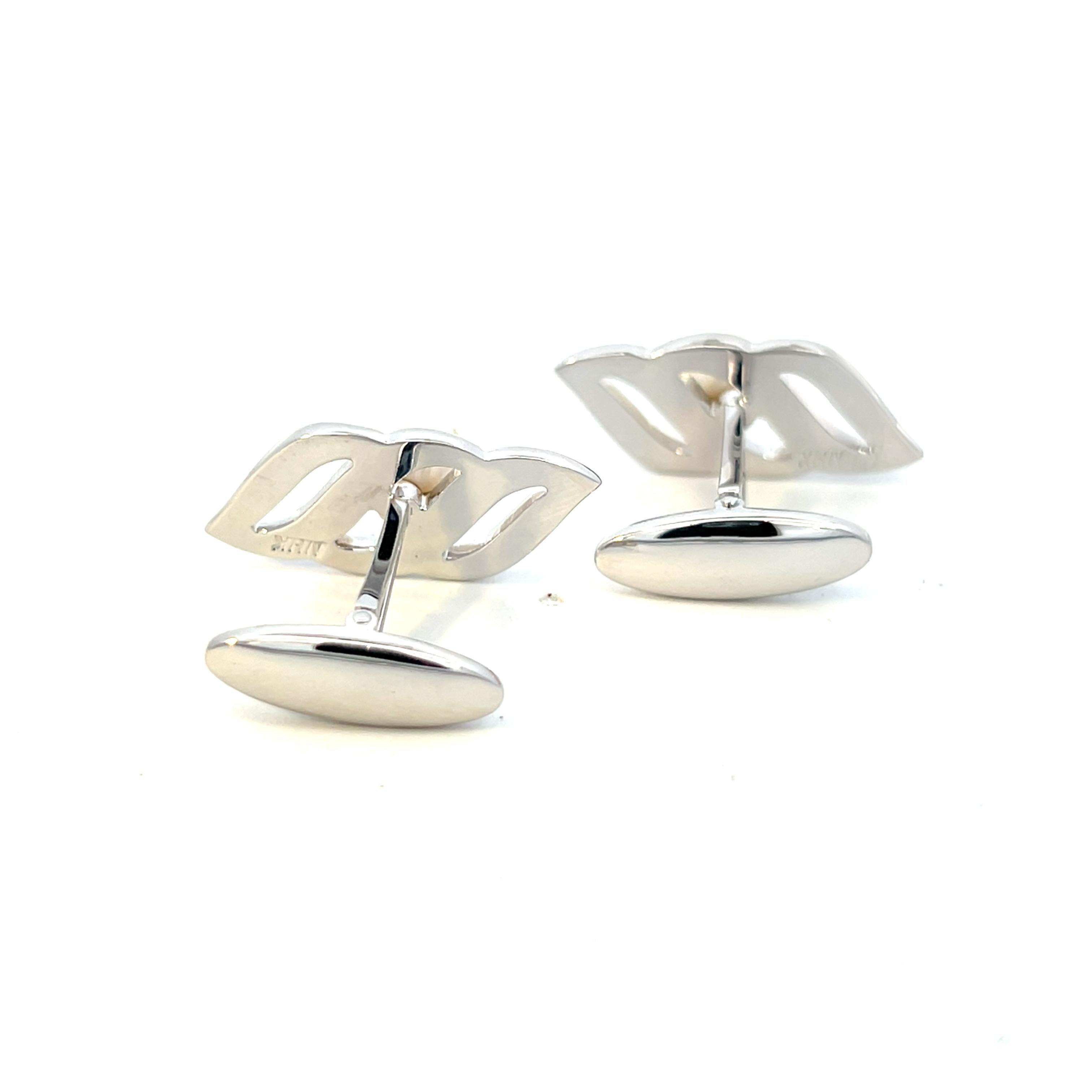 Men's Mikimoto Estate Akoya Pearl Mens Cufflinks 7 mm Silver For Sale