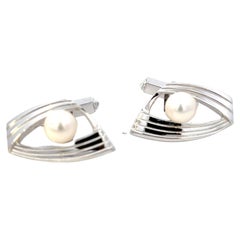 Mikimoto Estate Akoya Perle Herren Manschettenknöpfe 7 mm Silber