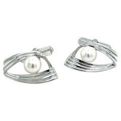 Mikimoto: Akoya-Perlen-Manschettenknöpfe für Herren, 7 mm, Sterlingsilber 