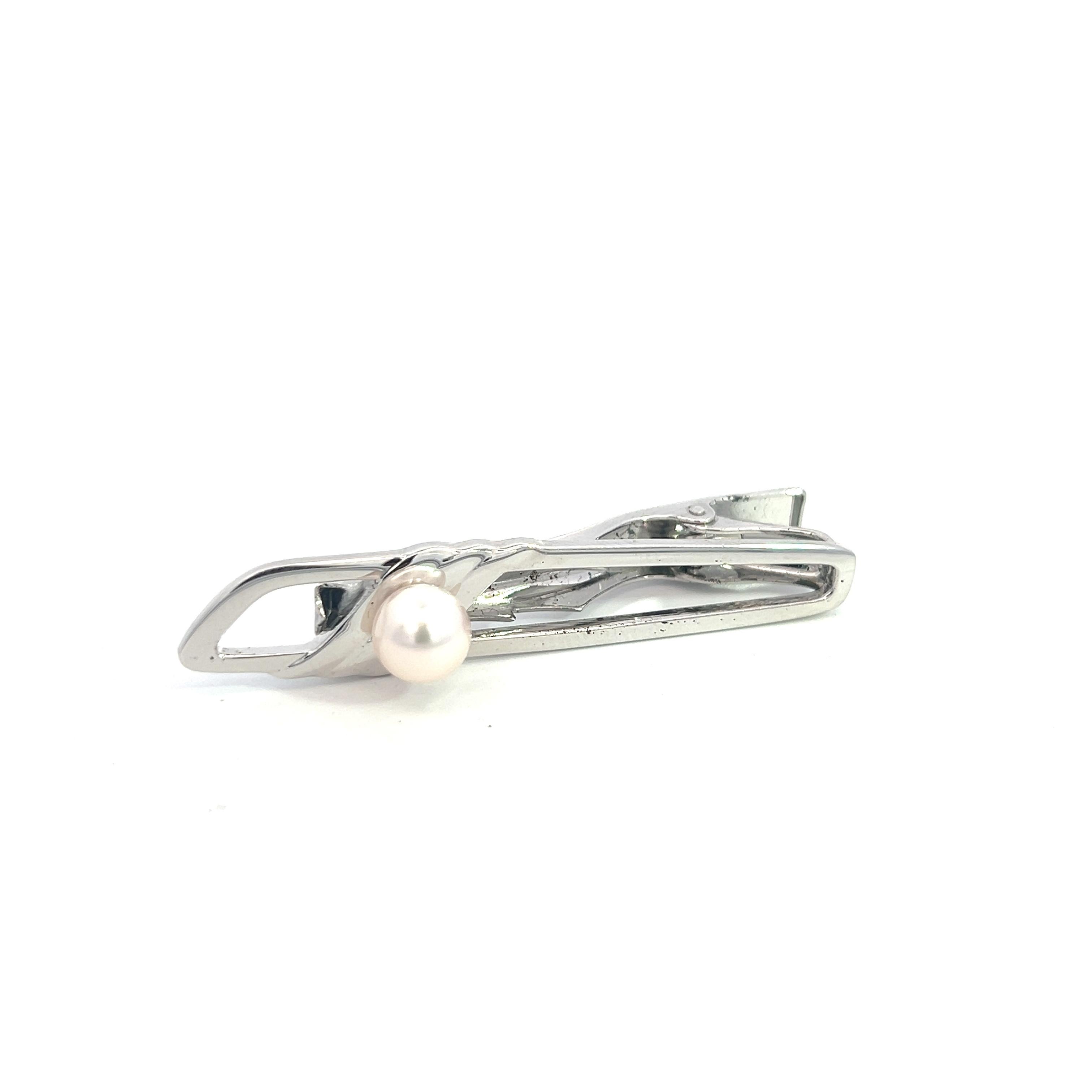 De los hombres Alfiler de corbata para caballero Mikimoto Estate Akoya Pearl Plata 7,15 mm en venta