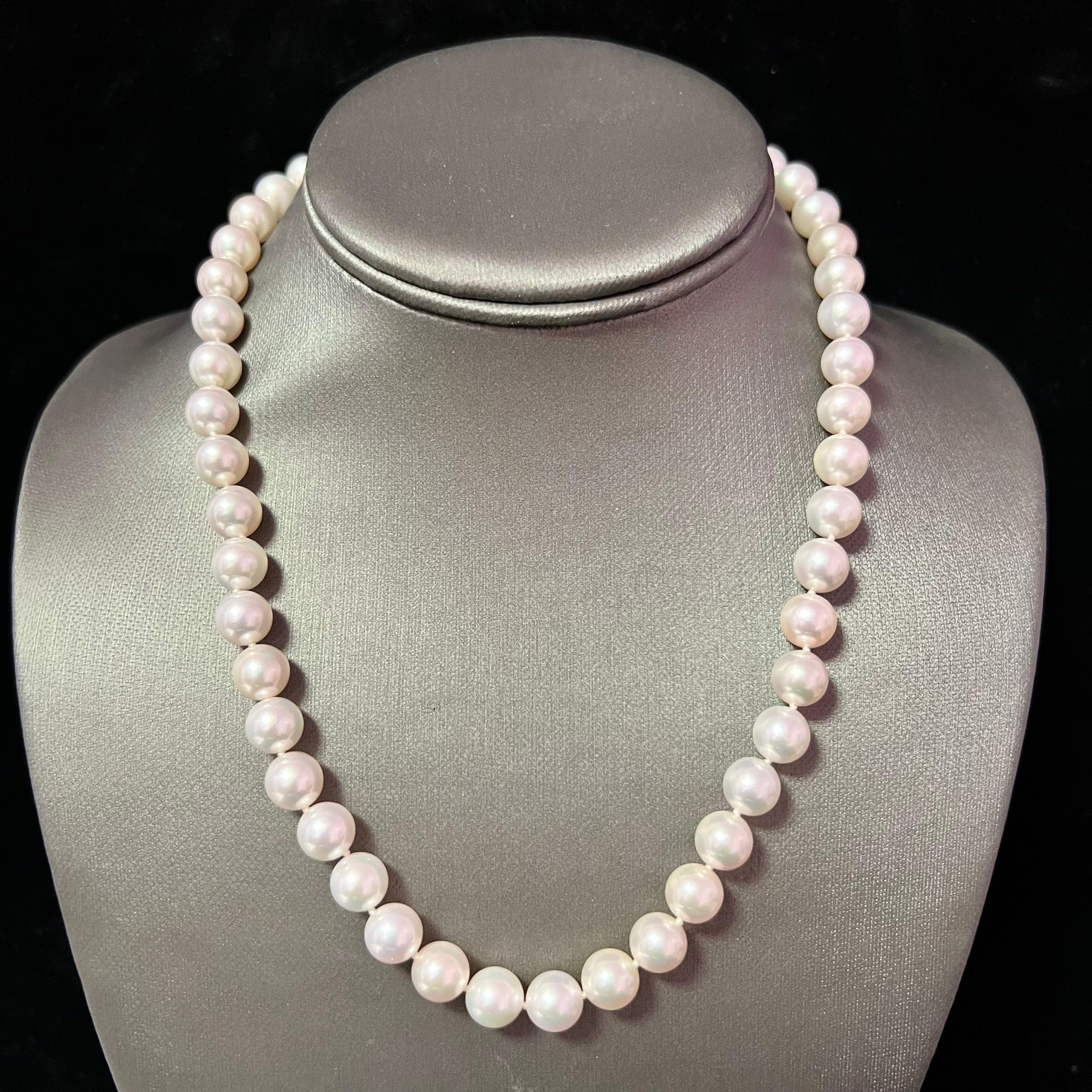 Mikimoto Estate Akoya Pearl Necklace 14k Gold 9 mm AAA Certified 2