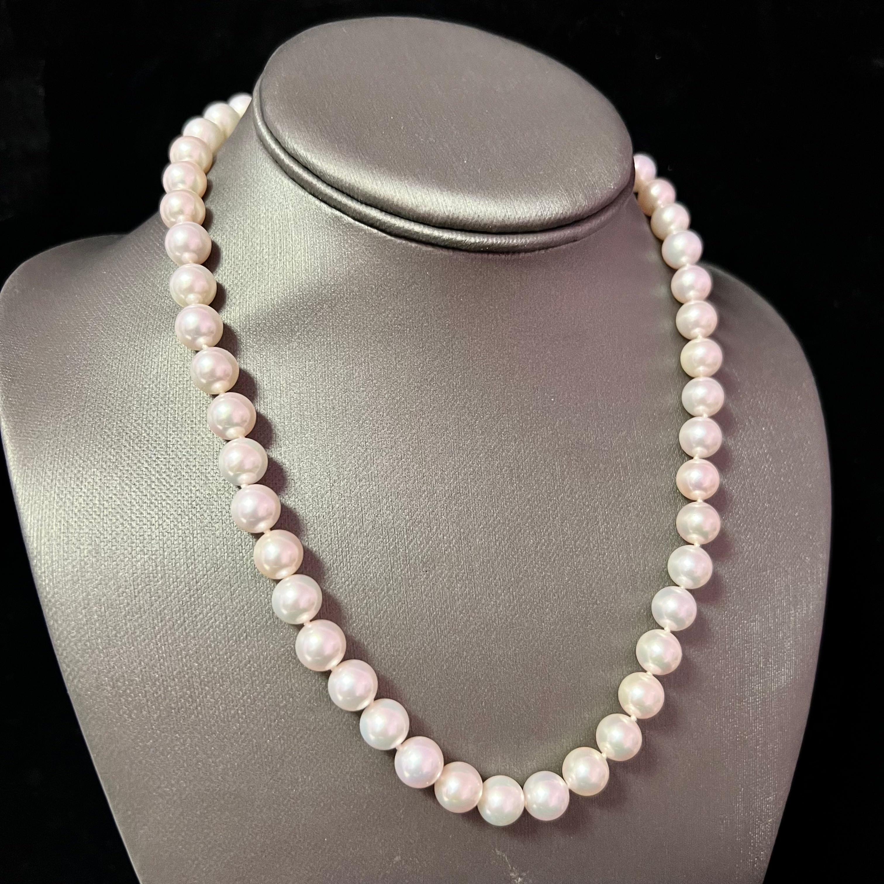 Mikimoto Estate Akoya Pearl Necklace 14k Gold 9 mm AAA Certified 4
