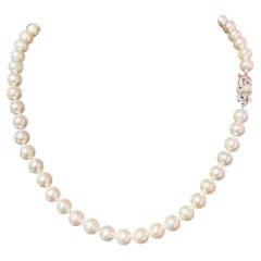 Mikimoto Estate Akoya Pearl Necklace 16.5" 18k Gold 7.5 mm Certified