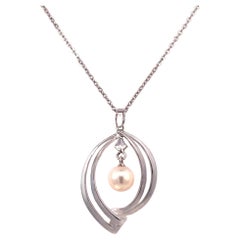 Vintage Mikimoto Estate Akoya Pearl Necklace 16" Sterling Silver 6.75 mm
