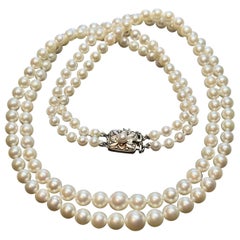 Mikimoto Estate Akoya Pearl Necklace 17-18" Silver 4.5-8.3 mm