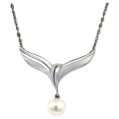 Vintage Mikimoto Estate Akoya Pearl Necklace 17" Sterling Silver 6.50 mm