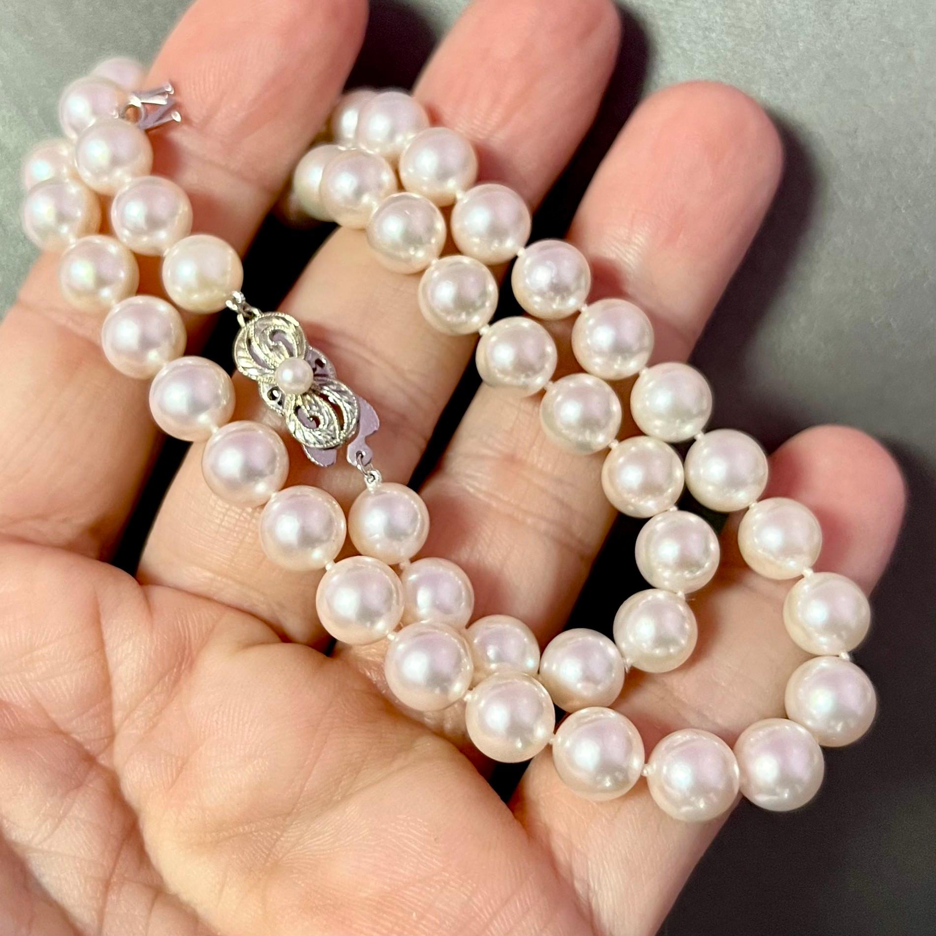 Mikimoto Estate Japanese Akoya Pearl Necklace 17.5