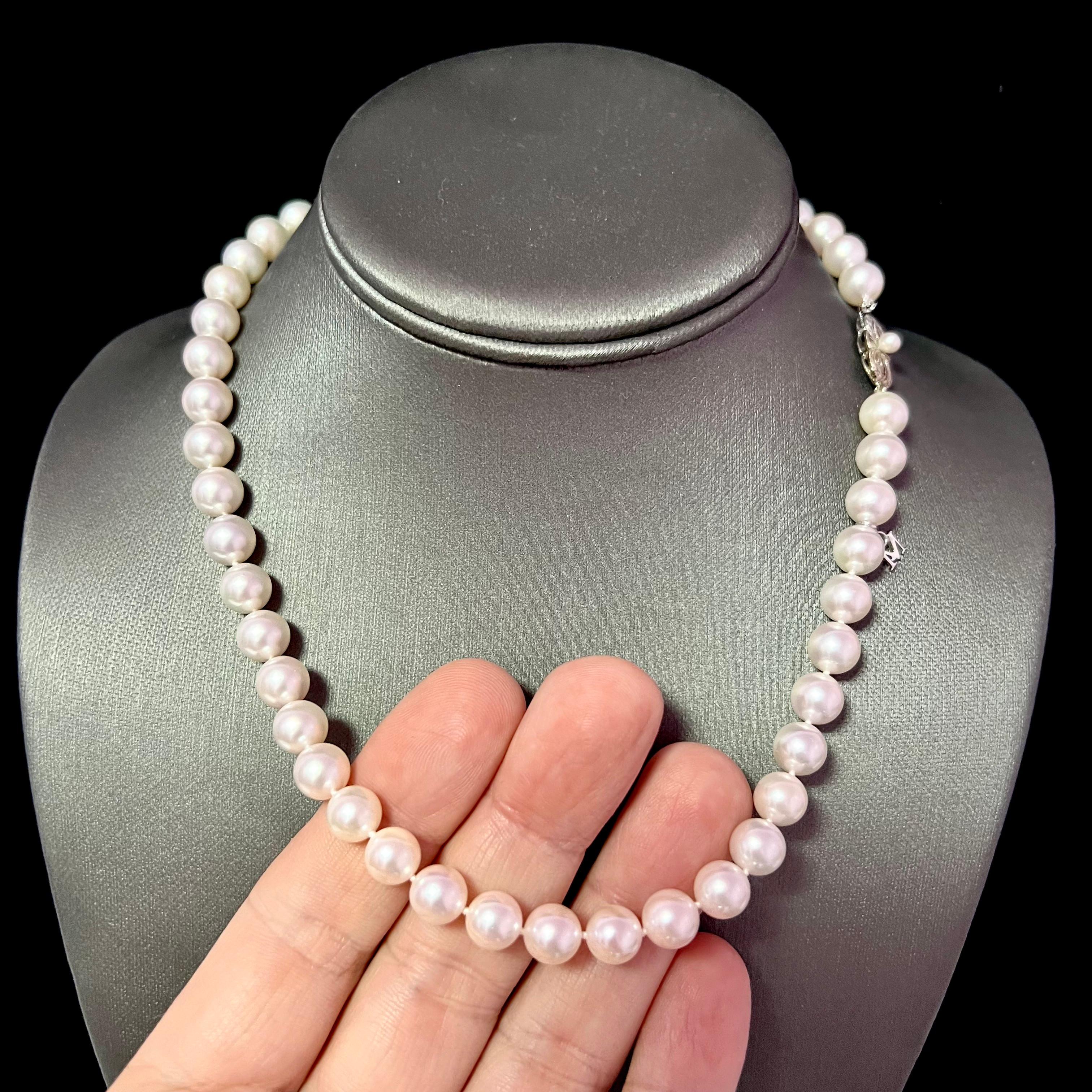 Mikimoto Estate Akoya Pearl Necklace 17.5