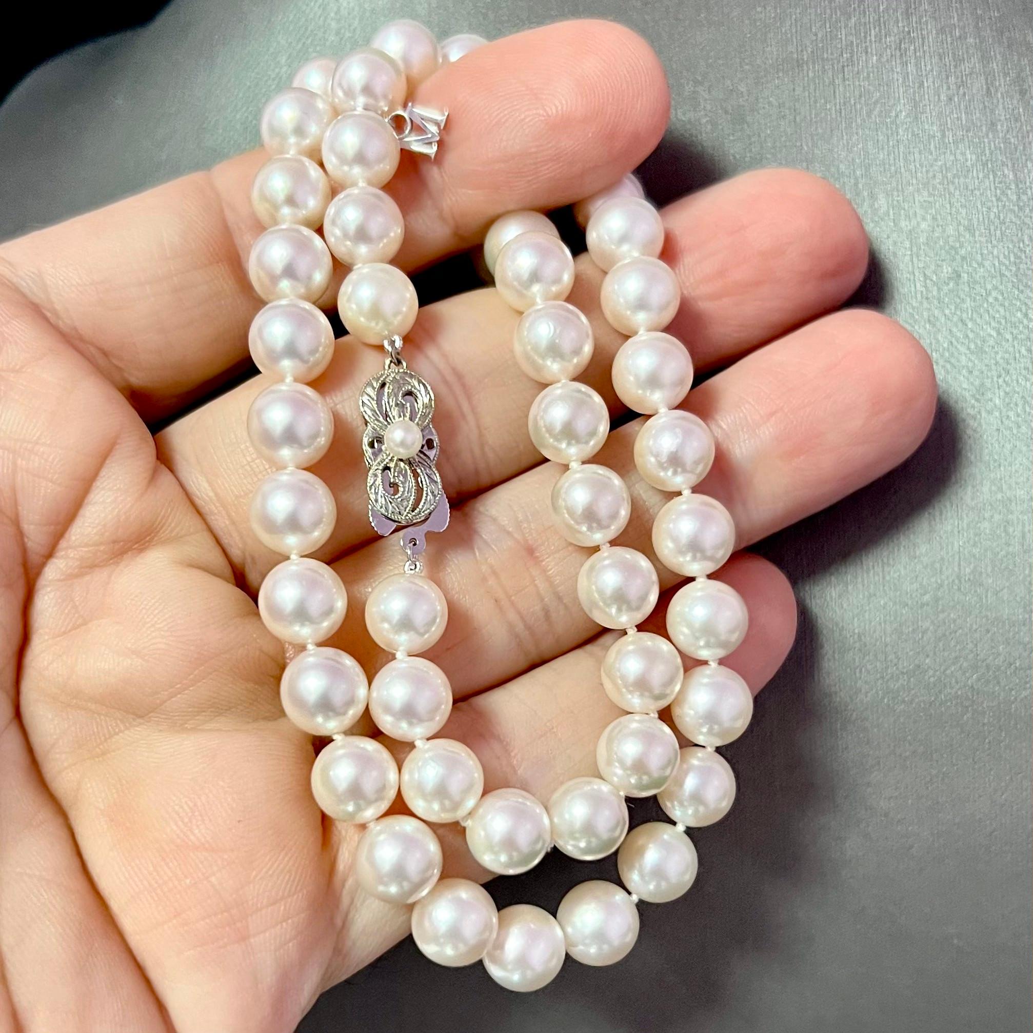 Mikimoto Estate Akoya Pearl Necklace 17.5