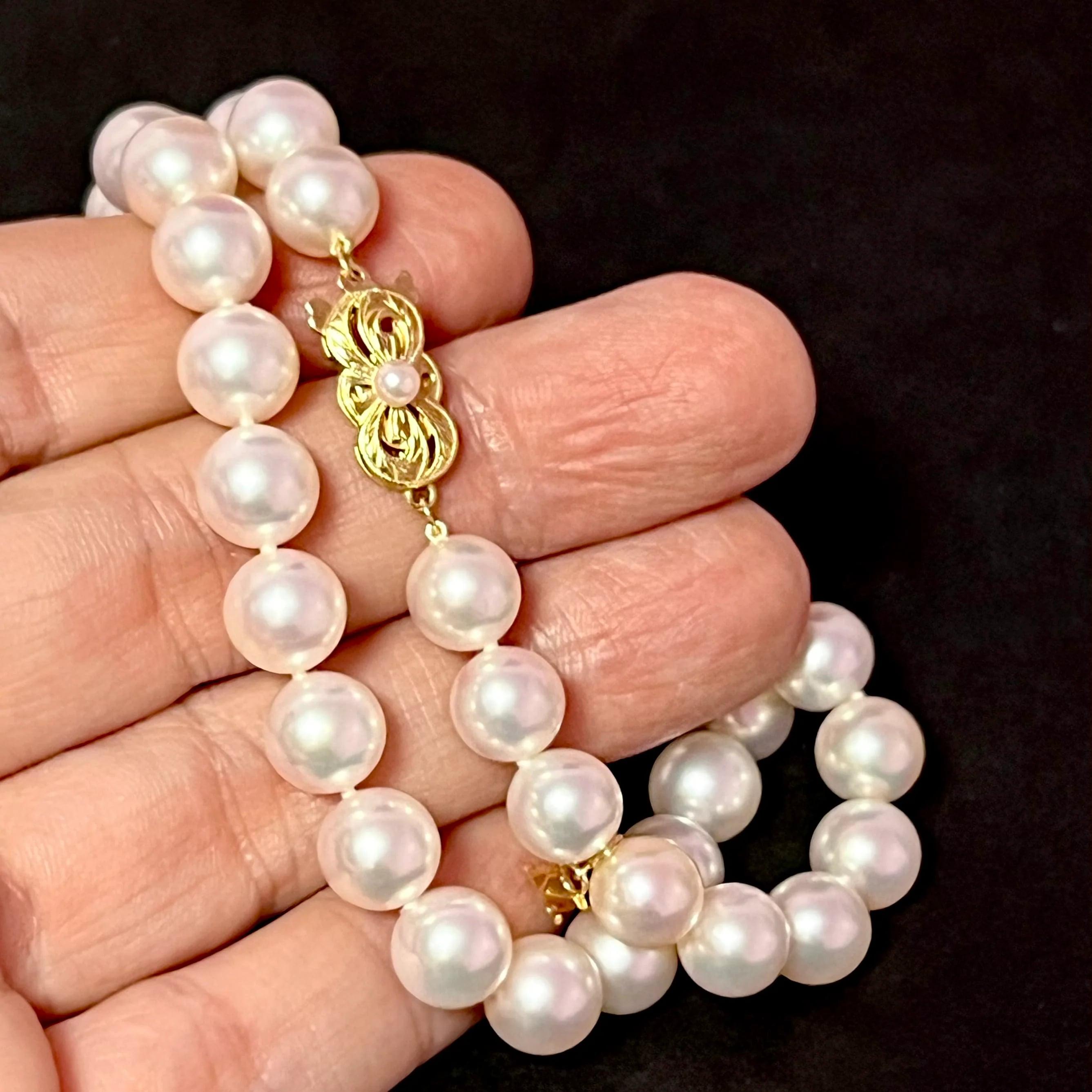 Mikimoto Estate Collier de perles d'Akoya 17.5