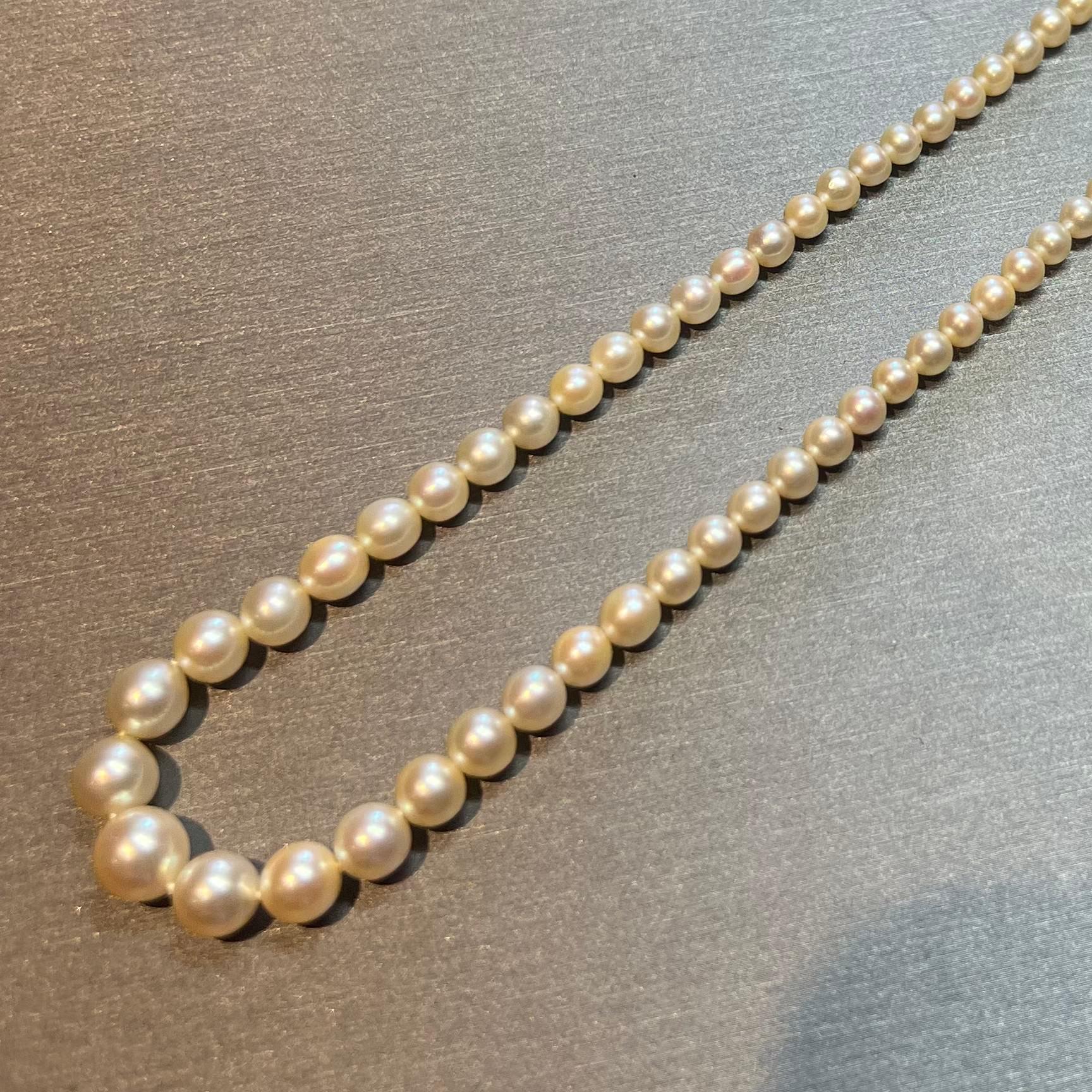 Round Cut Mikimoto Estate Akoya Pearl Necklace 18