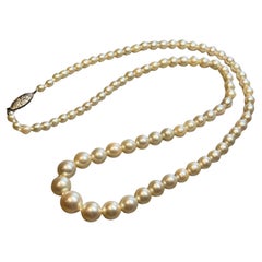 Vintage Mikimoto Estate Akoya Pearl Necklace 18" Silver 3.5 - 8.25 mm