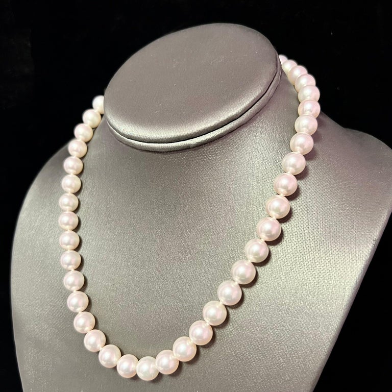 Mikimoto Estate Akoya Pearl Necklace 18k Gold 9.5 mm Certified M35435 ...