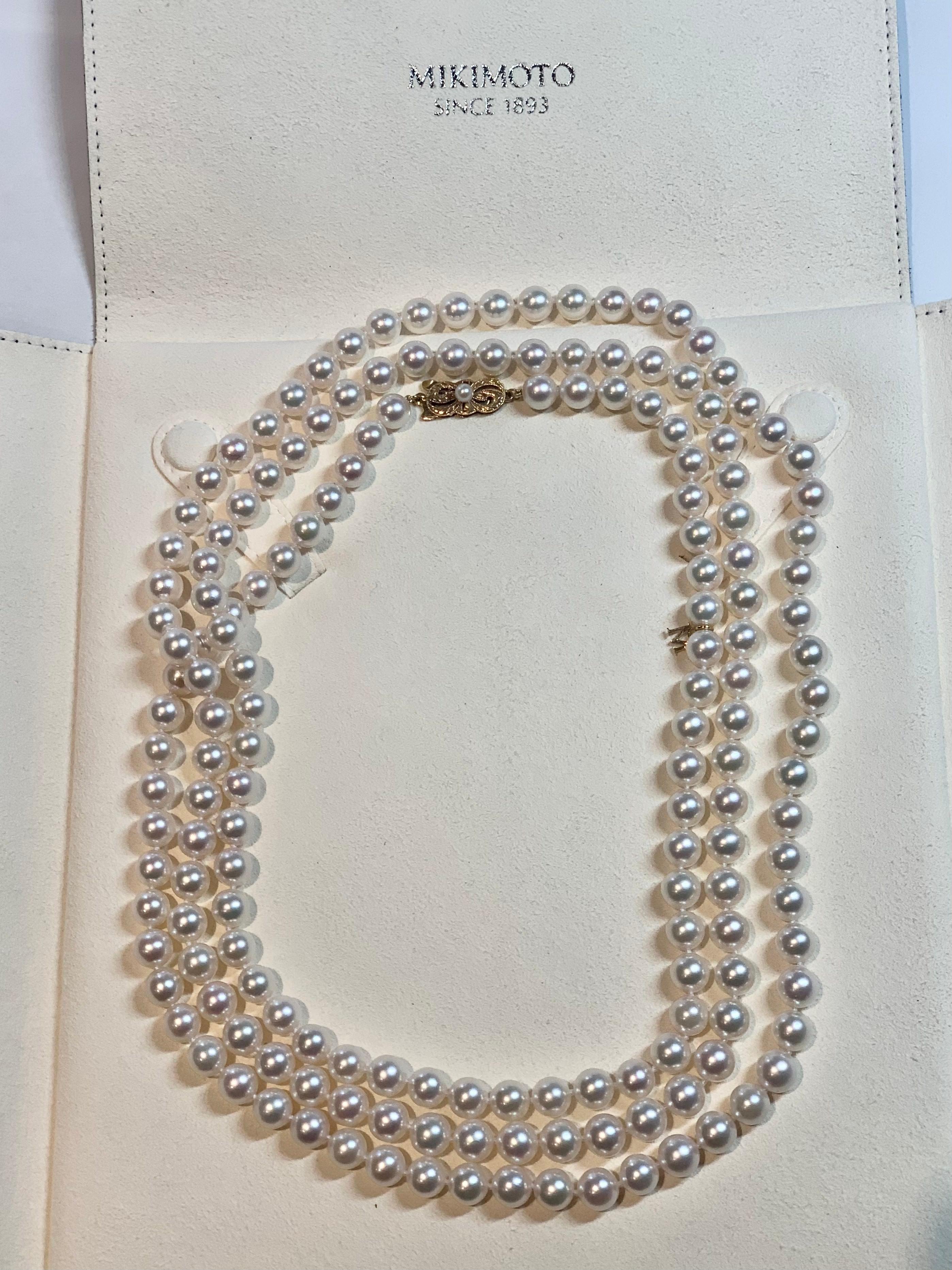 Mikimoto Estate Akoya Pearl Necklace 18k Gold Certified 6