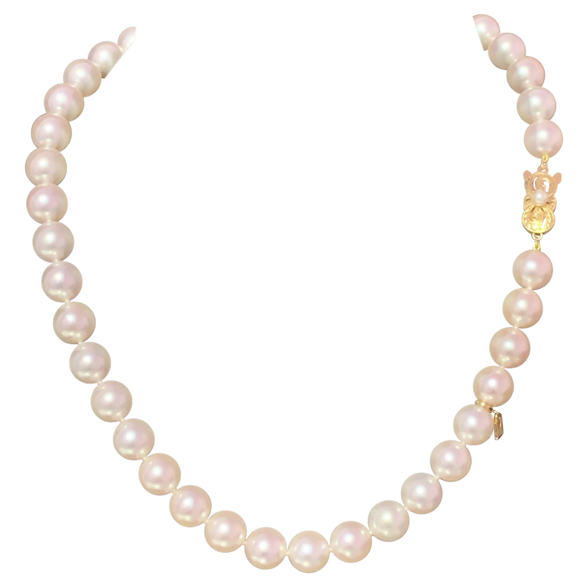 Mikimoto Estate Akoya Pearl Necklace 18k Gold Certified