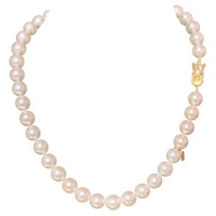 Used Mikimoto Estate Akoya Pearl Necklace 18k Gold Certified