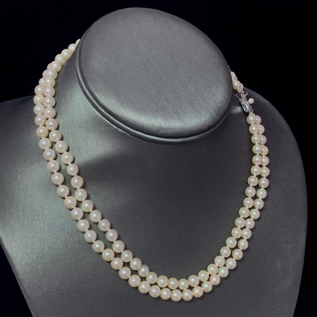 Fine Quality Mikimoto Estate Akoya Pearl Double Strand Necklace 18k WG 6.50 mm Certified $5,995 018564

This is a One of a Kind Unique Custom Made Glamorous Piece of Jewelry!

Nothing says, “I Love you” more than Diamonds and Pearls!

This item has