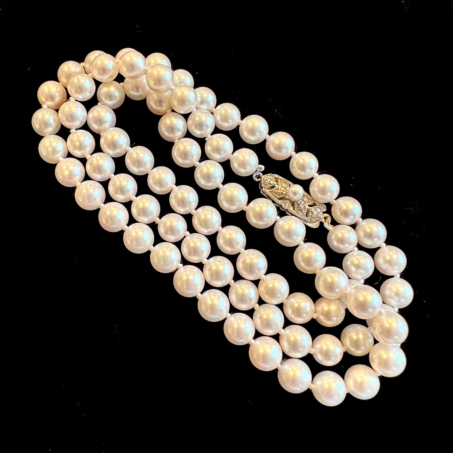 Taglio rotondo Mikimoto Estate Collana di Perle Akoya 24