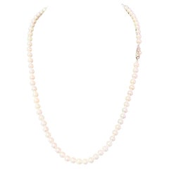 Mikimoto Estate Akoya Collier de perles 24" Argent 7 mm certifié