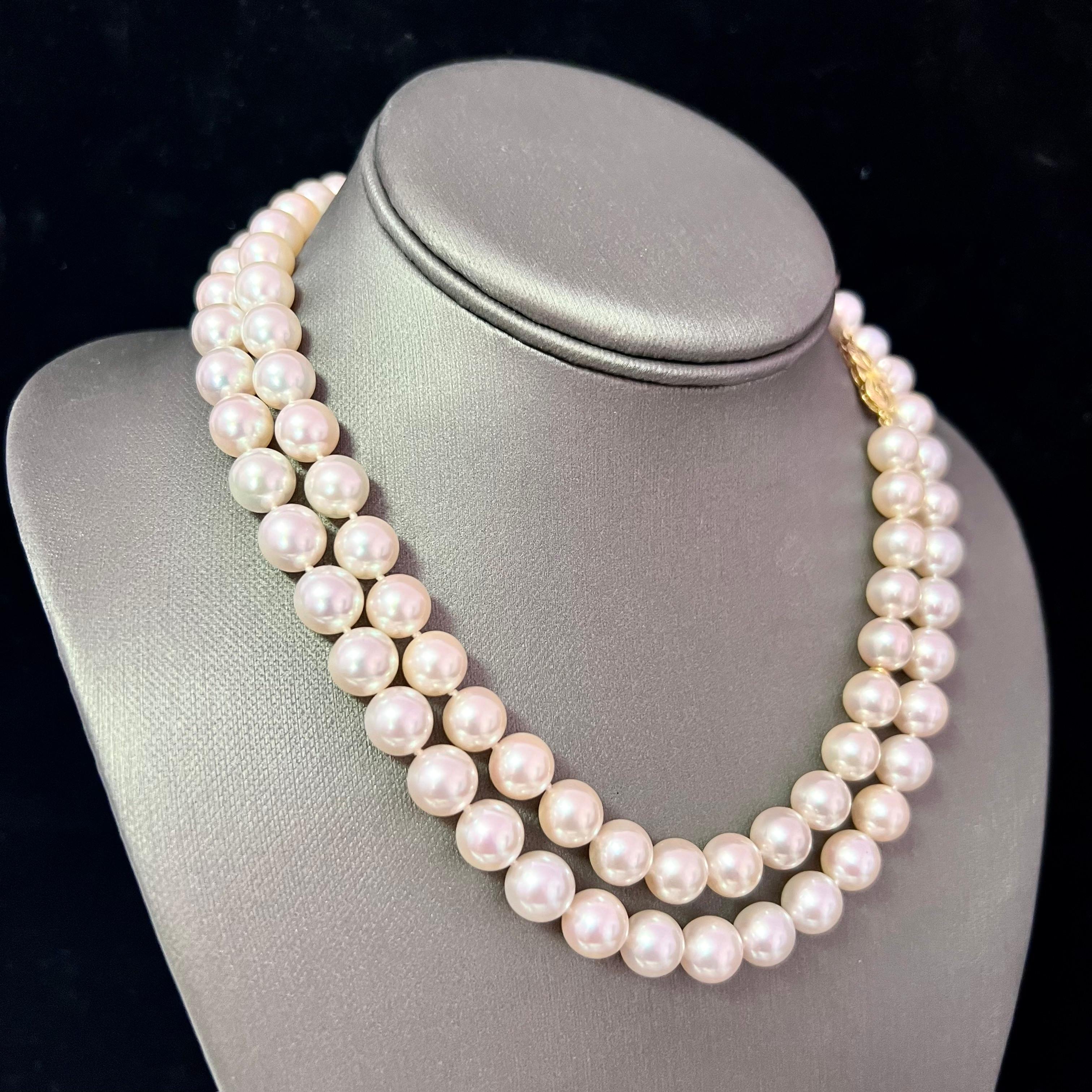 Mikimoto Estate Collar de Perlas Akoya Oro de 18k Certificado Corte redondo en venta