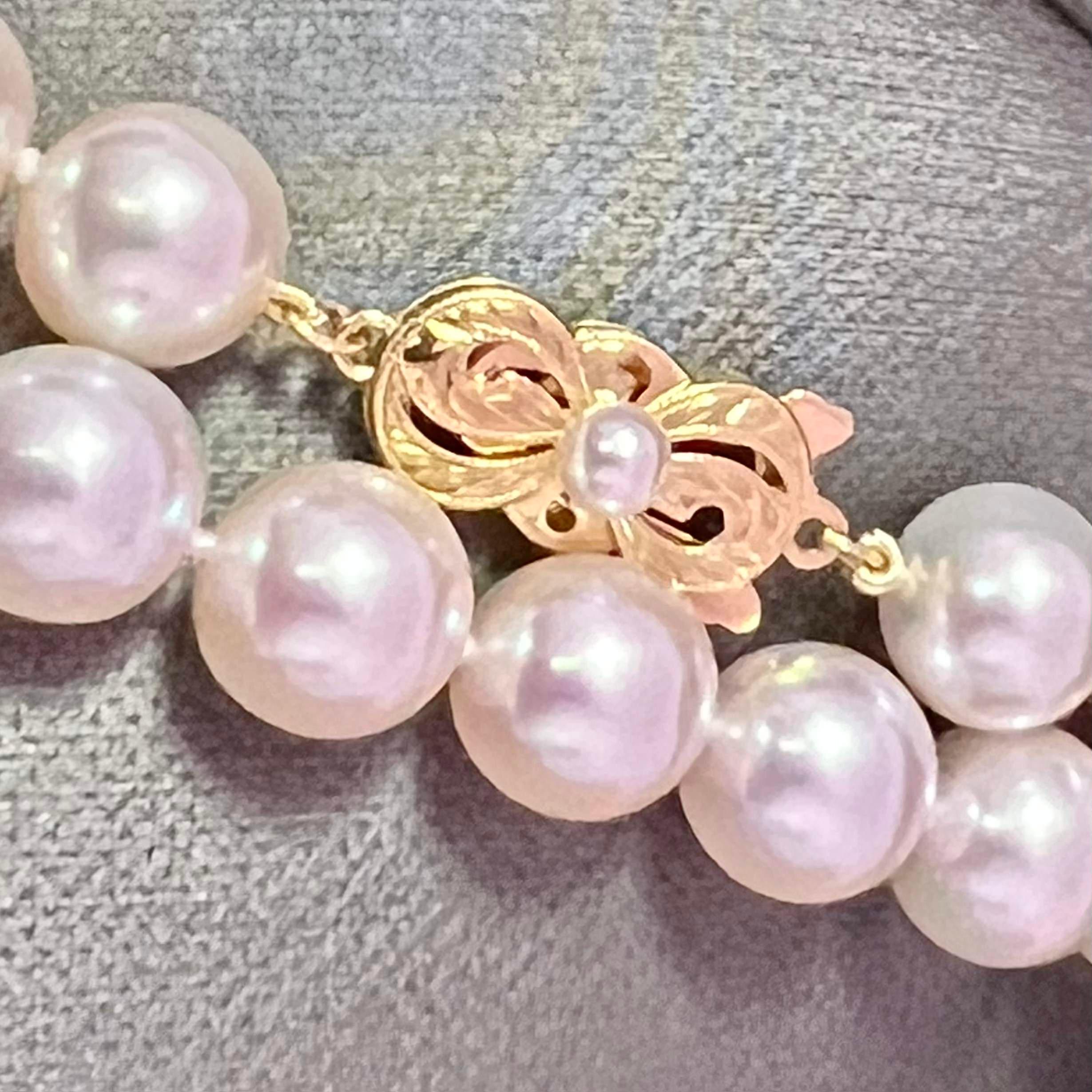 Mikimoto Estate Collar de Perlas Akoya Oro de 18k Certificado en venta 1