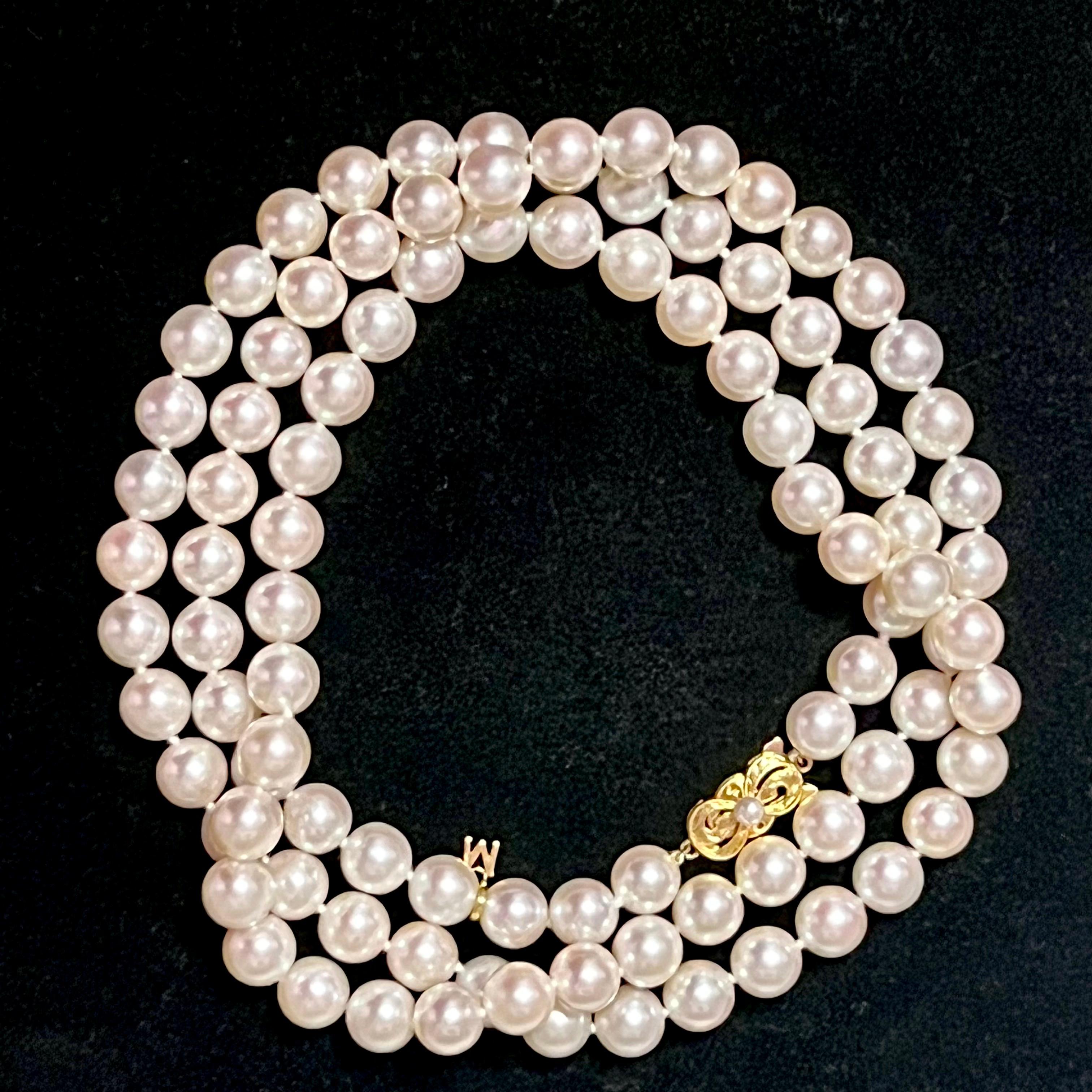 Prächtige und seltene Mikimoto Estate Akoya Perle 9 mm Halskette Halskette 36