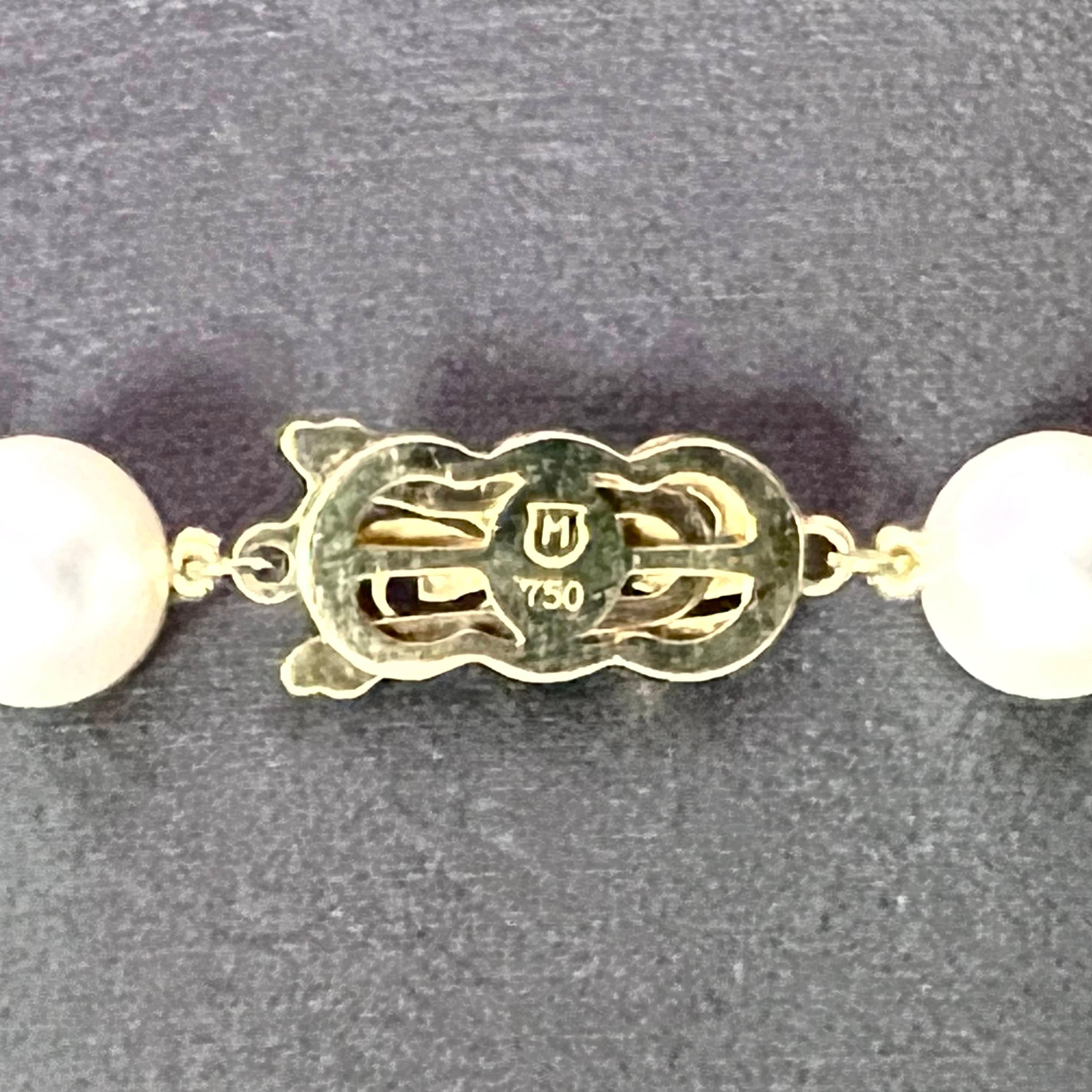 Mikimoto Estate Akoya Pearl Necklace 18k Y Gold Certified 2