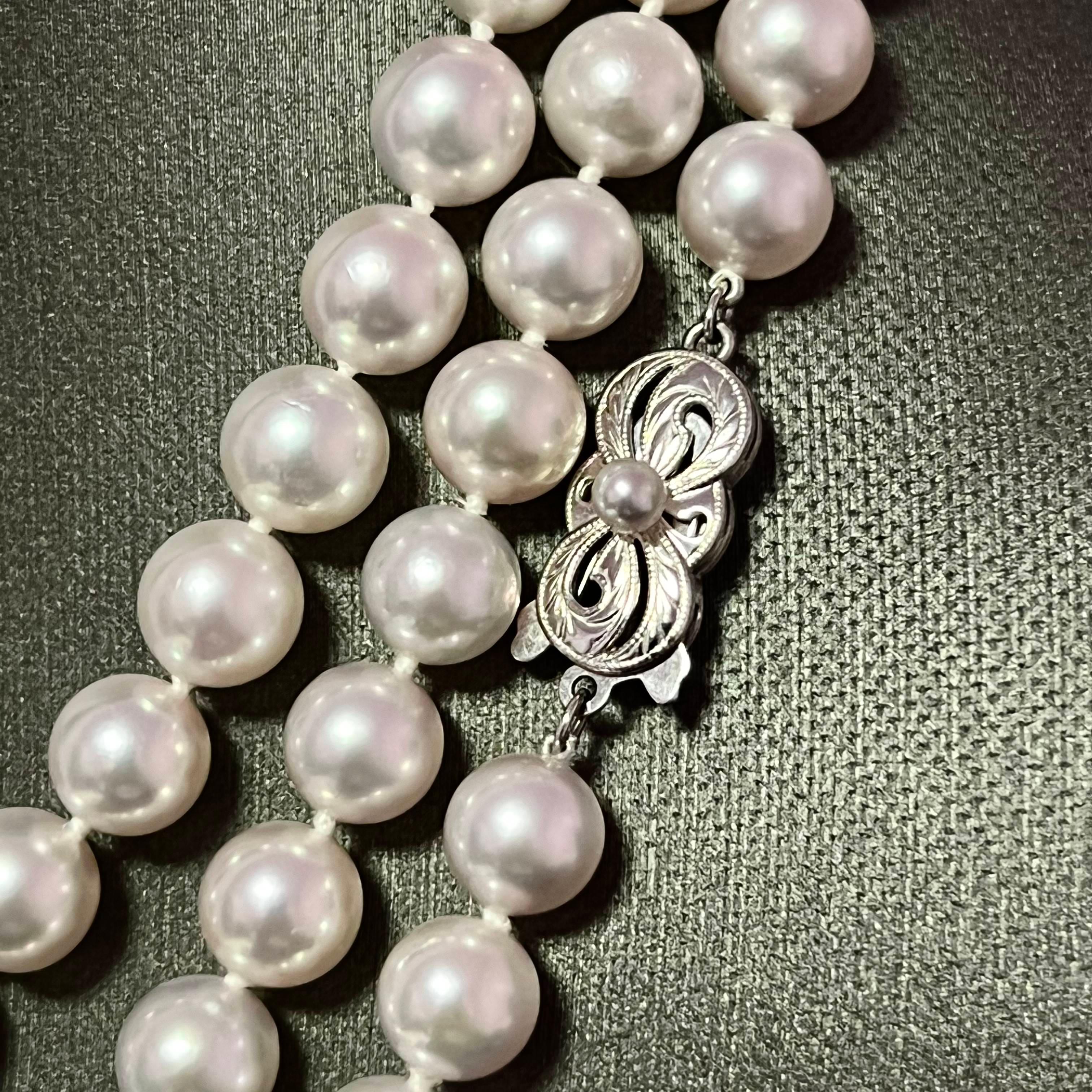Fine Quality Mikimoto Estate Akoya Pearl Necklace 18k W Gold 8.00 mm Certified $12,975 217059

Nothing says, “I Love you” more than Diamonds and Pearls!

This Akoya pearl necklace has been Certified, Inspected, and Appraised by Gemological Appraisal
