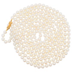 Mikimoto Estate Akoya Pearl Necklace with 18 Karat Yellow Gold Clasp