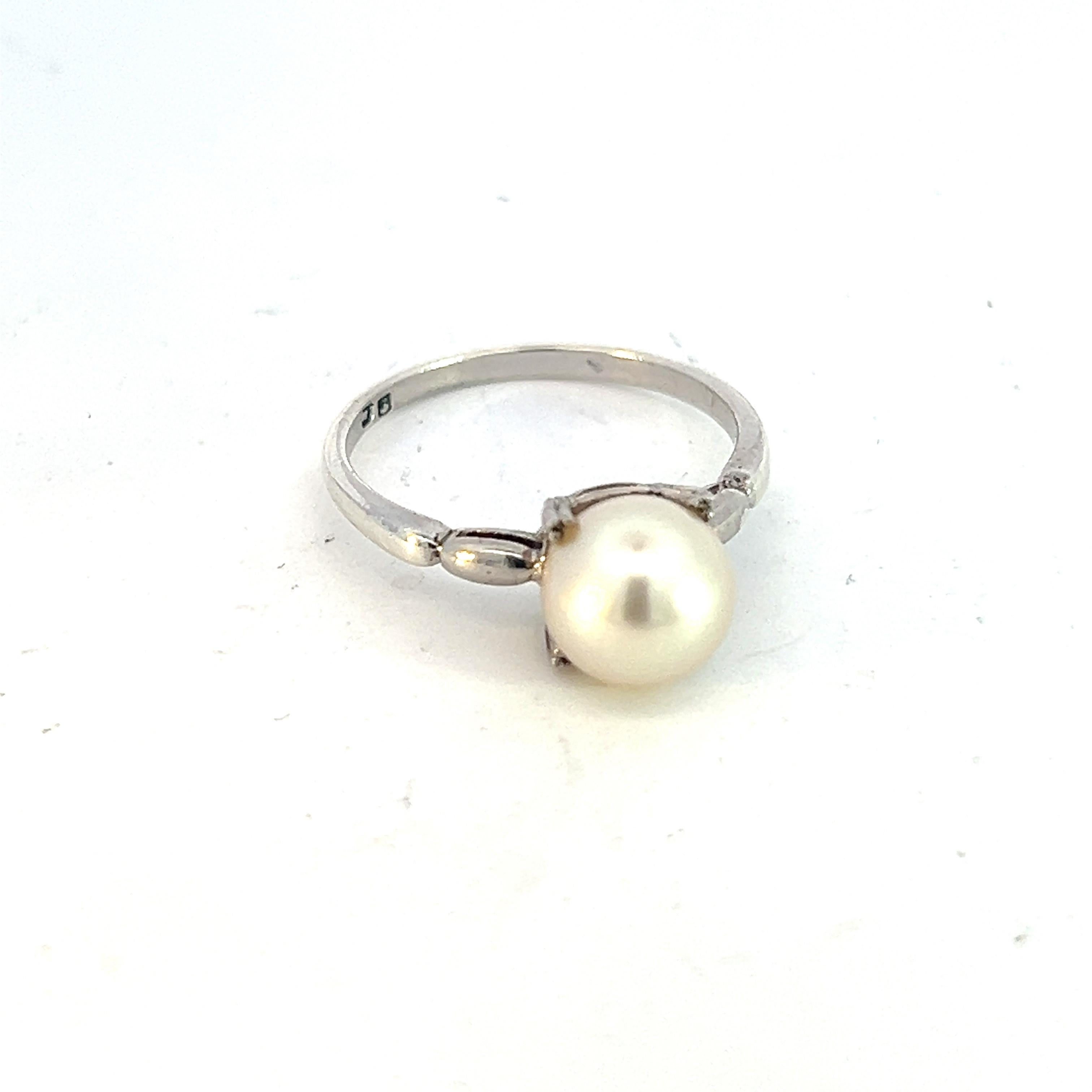 Mikimoto Estate Akoya Pearl Ring 6.5 Silver 7.80 mm  For Sale 1
