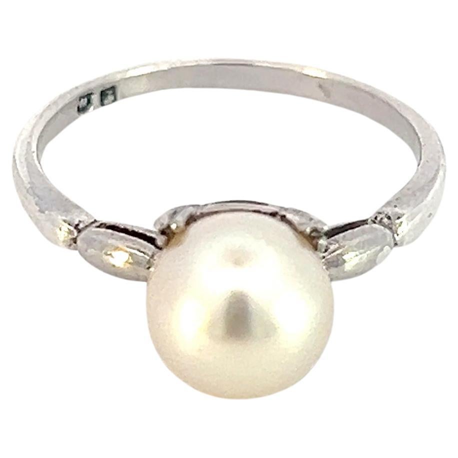 Mikimoto Estate Akoya Pearl Ring 6.5 Silver 7.80 mm  For Sale