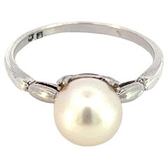 Mikimoto Estate Akoya Pearl Ring 6.5 Silver 7.80 mm 
