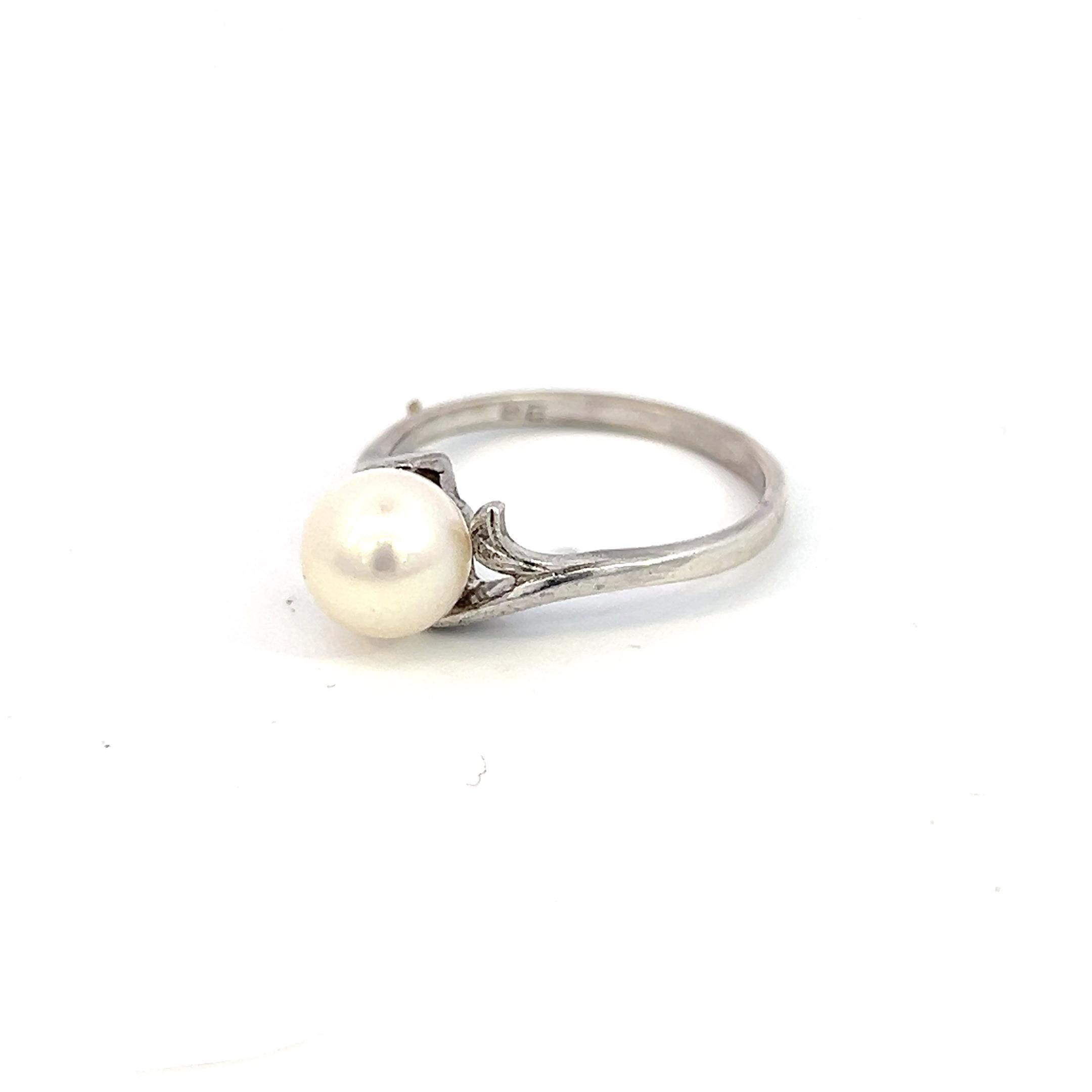 Mikimoto Estate Akoya Pearl Ring 7 Silver 7.30 mm  For Sale 1