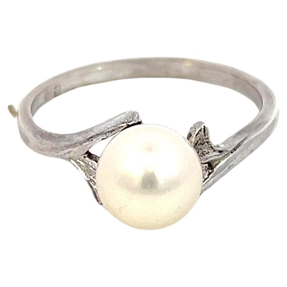 Mikimoto Estate Akoya Pearl Ring 7 Silver 7.30 mm  For Sale