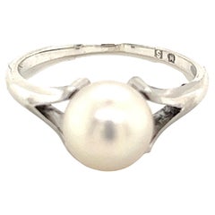 Mikimoto Estate Akoya Pearl Ring Sterling Silver 9.32 Grams