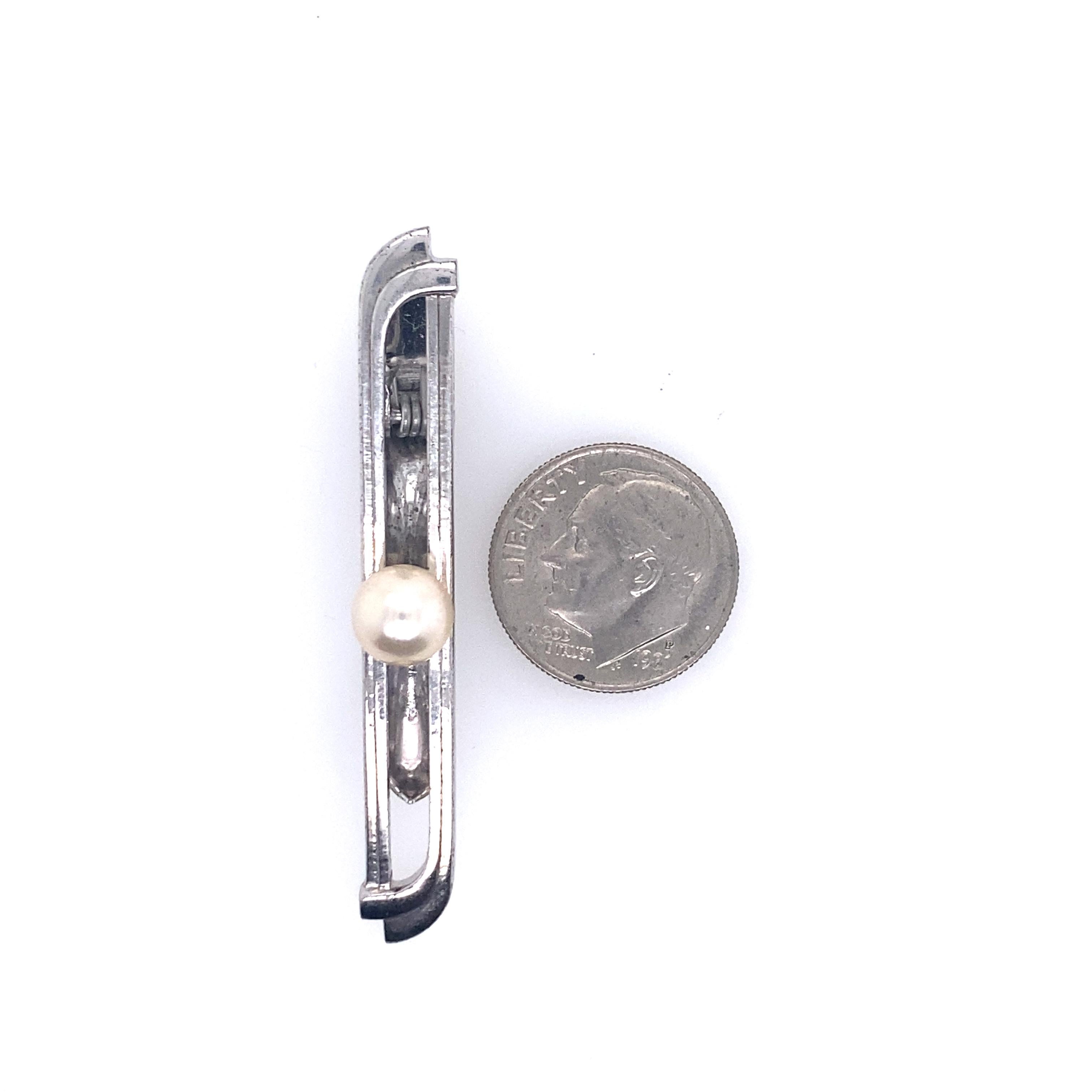 Mikimoto Estate Akoya Pearl Tie Bar Sterling Silver 5.91 Grams 3