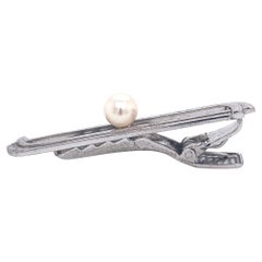 Mikimoto Estate Akoya Pearl Tie Bar Sterling Silver 5.91 Grams