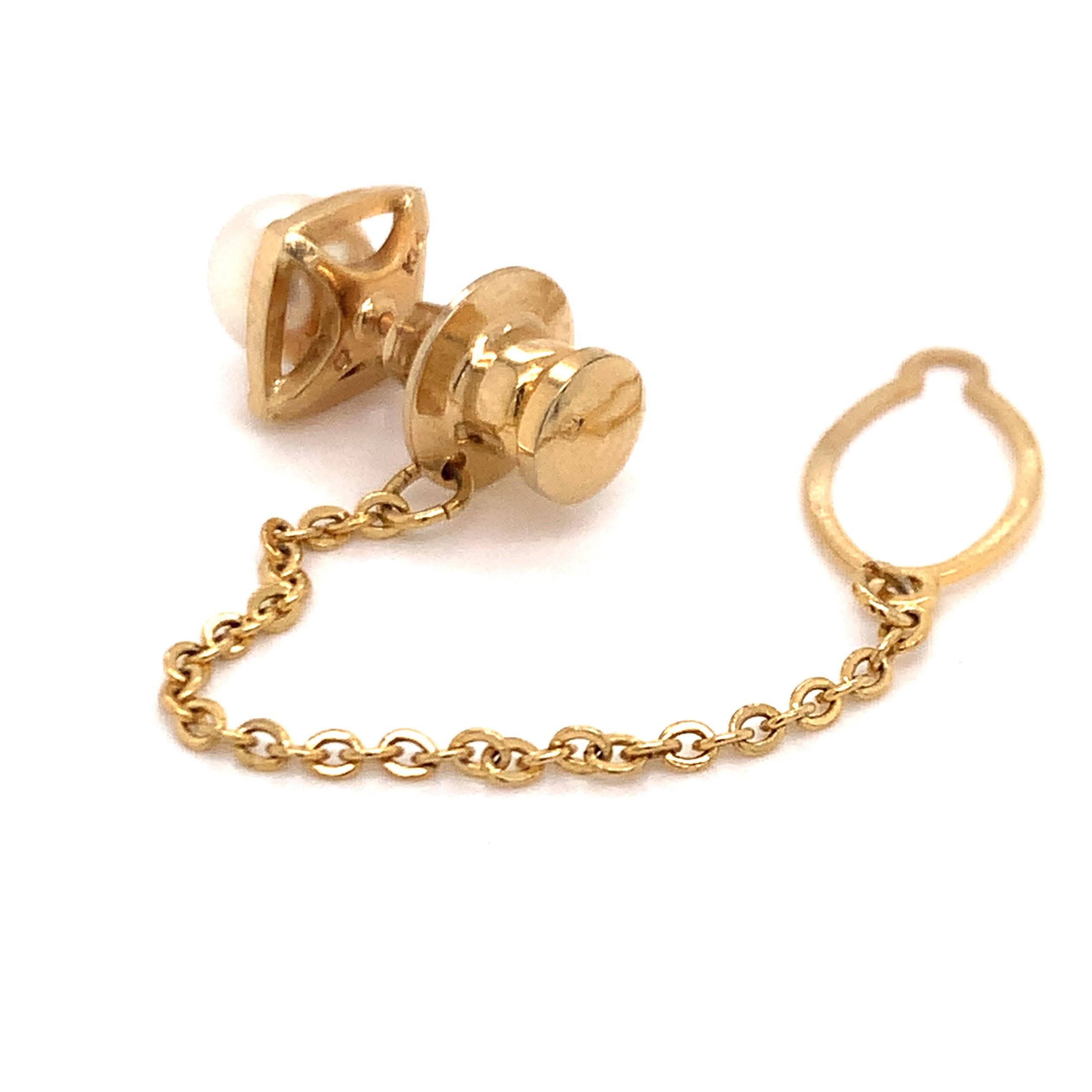 Mikimoto Estate Akoya Pearl Tie Pin for Men 14k Gold 3.41 Grams 5